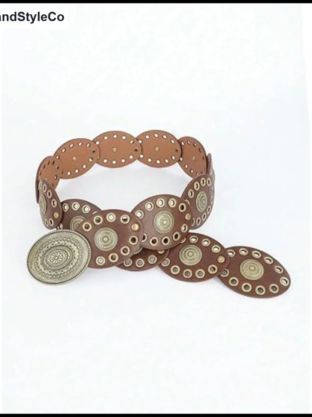 Wide Western Cowboy Disc Belt Vintage Cowgirl Concho PU Leather